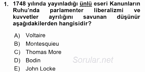 Osmanlı Devleti Yenileşme Hareketleri (1876-1918) 2016 - 2017 Ara Sınavı 1.Soru