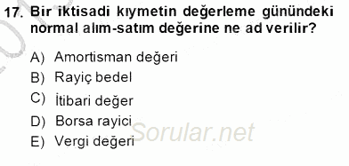 Gayrimenkullerde Vergilendirme 2013 - 2014 Dönem Sonu Sınavı 17.Soru