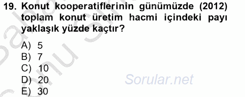 Gayrimenkul Ekonomisi 2012 - 2013 Dönem Sonu Sınavı 19.Soru