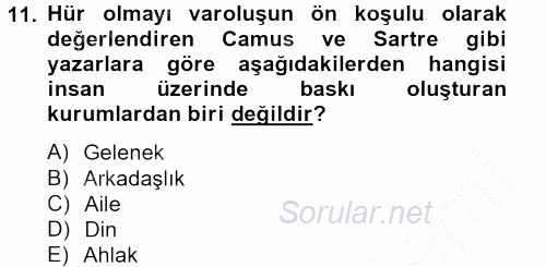 Batı Edebiyatında Akımlar 2 2012 - 2013 Dönem Sonu Sınavı 11.Soru