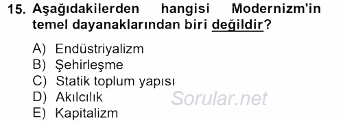 Batı Edebiyatında Akımlar 2 2012 - 2013 Dönem Sonu Sınavı 15.Soru