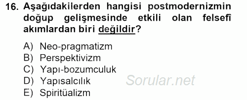 Batı Edebiyatında Akımlar 2 2012 - 2013 Dönem Sonu Sınavı 16.Soru