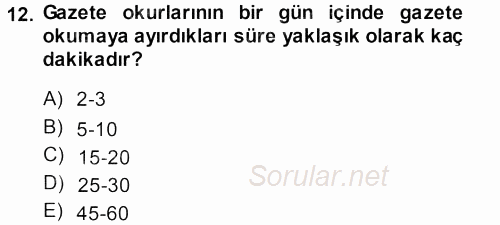 Haber Yazma Teknikleri 2013 - 2014 Ara Sınavı 12.Soru