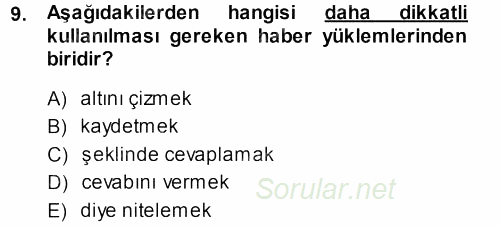 Haber Yazma Teknikleri 2013 - 2014 Ara Sınavı 9.Soru