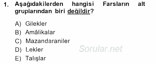 Modern Ortadoğu Tarihi 2013 - 2014 Dönem Sonu Sınavı 1.Soru