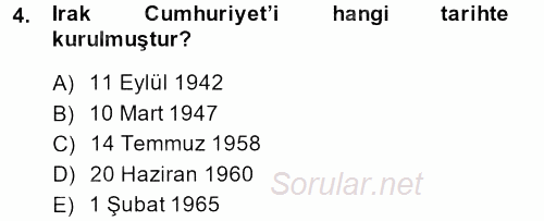 Modern Ortadoğu Tarihi 2013 - 2014 Dönem Sonu Sınavı 4.Soru