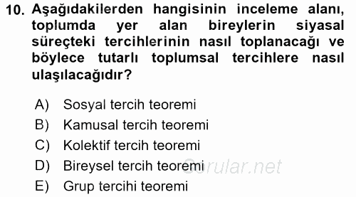 Kamu Ekonomisi 2 2015 - 2016 Ara Sınavı 10.Soru