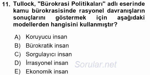 Kamu Ekonomisi 2 2015 - 2016 Ara Sınavı 11.Soru