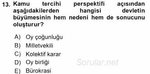 Kamu Ekonomisi 2 2015 - 2016 Ara Sınavı 13.Soru