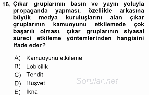 Kamu Ekonomisi 2 2015 - 2016 Ara Sınavı 16.Soru