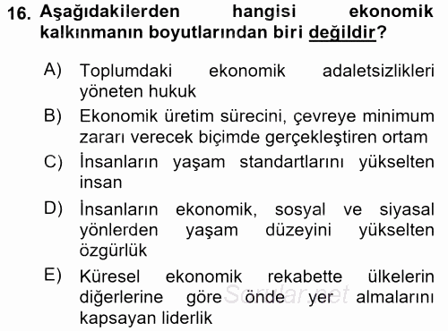 Eğitim Bilimine Giriş 2017 - 2018 Ara Sınavı 16.Soru