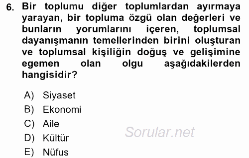 Eğitim Bilimine Giriş 2017 - 2018 Ara Sınavı 6.Soru