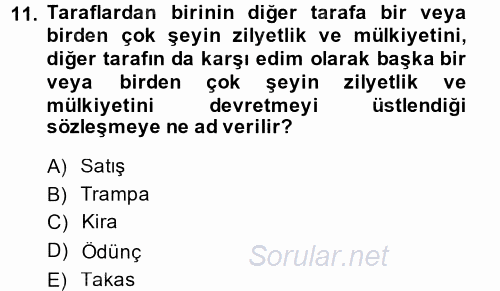 Türk Vergi Sistemi 2014 - 2015 Dönem Sonu Sınavı 11.Soru