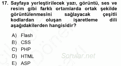 İletişim Ortamları Tasarımı 2015 - 2016 Dönem Sonu Sınavı 17.Soru