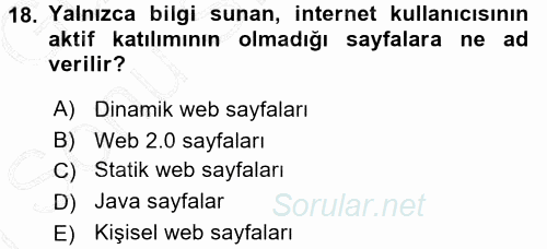 İletişim Ortamları Tasarımı 2015 - 2016 Dönem Sonu Sınavı 18.Soru