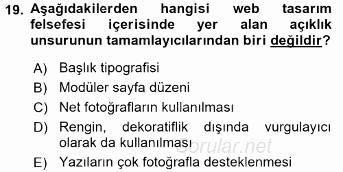 İletişim Ortamları Tasarımı 2015 - 2016 Dönem Sonu Sınavı 19.Soru