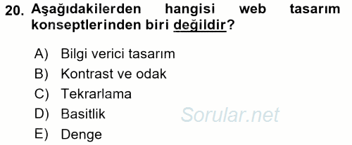 İletişim Ortamları Tasarımı 2015 - 2016 Dönem Sonu Sınavı 20.Soru