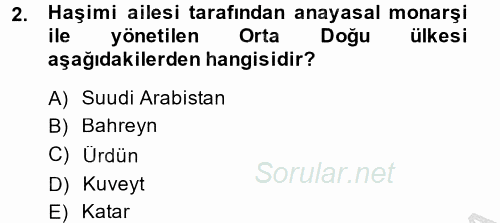 Orta Doğuda Siyaset 2014 - 2015 Dönem Sonu Sınavı 2.Soru