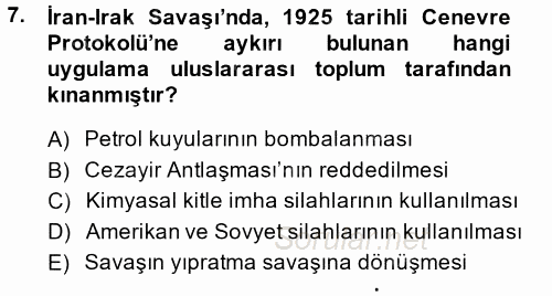 Orta Doğuda Siyaset 2014 - 2015 Dönem Sonu Sınavı 7.Soru