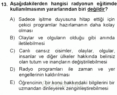 Okulöncesinde Öğretim Teknolojileri Ve Materyal Tasarımı 2013 - 2014 Ara Sınavı 13.Soru