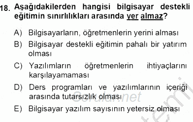 Okulöncesinde Öğretim Teknolojileri Ve Materyal Tasarımı 2013 - 2014 Ara Sınavı 18.Soru