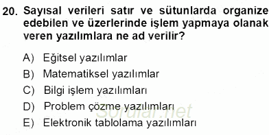 Okulöncesinde Öğretim Teknolojileri Ve Materyal Tasarımı 2013 - 2014 Ara Sınavı 20.Soru