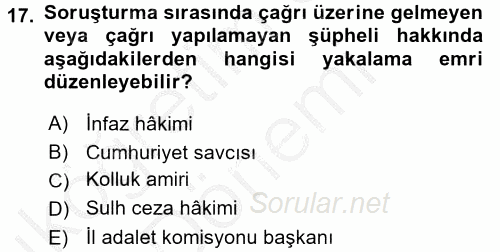 Ceza Muhakemesi Hukuku 2016 - 2017 Ara Sınavı 17.Soru