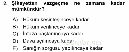 Ceza Muhakemesi Hukuku 2016 - 2017 Ara Sınavı 2.Soru