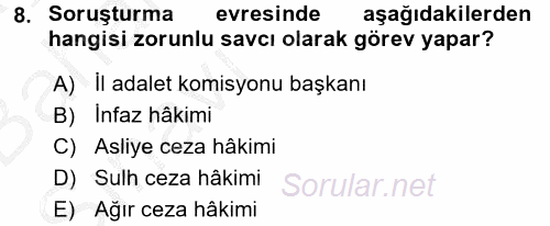 Ceza Muhakemesi Hukuku 2016 - 2017 Ara Sınavı 8.Soru