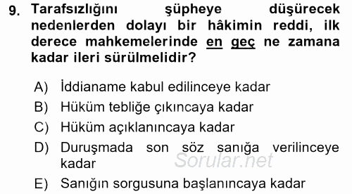 Ceza Muhakemesi Hukuku 2016 - 2017 Ara Sınavı 9.Soru