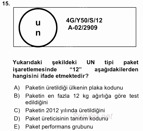 Lojistik İlkeleri 2016 - 2017 Dönem Sonu Sınavı 15.Soru