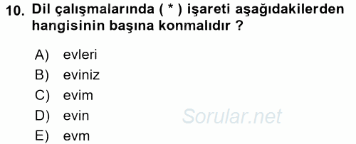 Türkçe Ses Bilgisi 2016 - 2017 Ara Sınavı 10.Soru