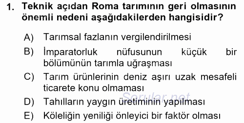 İktisat Tarihi 2016 - 2017 Ara Sınavı 1.Soru