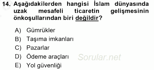 İktisat Tarihi 2016 - 2017 Ara Sınavı 14.Soru