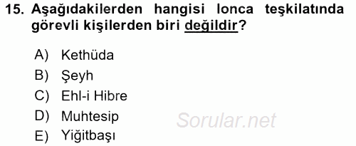 İktisat Tarihi 2016 - 2017 Ara Sınavı 15.Soru