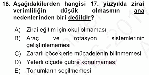 İktisat Tarihi 2016 - 2017 Ara Sınavı 18.Soru