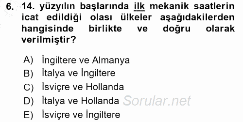 İktisat Tarihi 2016 - 2017 Ara Sınavı 6.Soru