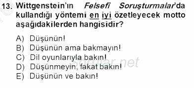 Çağdaş Felsefe 1 2014 - 2015 Dönem Sonu Sınavı 13.Soru