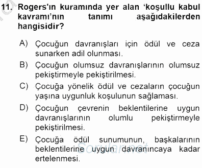 Çocuk Ruh Sağlığı 2015 - 2016 Ara Sınavı 11.Soru