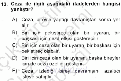 Çocuk Ruh Sağlığı 2015 - 2016 Ara Sınavı 13.Soru