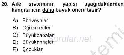 Çocuk Ruh Sağlığı 2015 - 2016 Ara Sınavı 20.Soru
