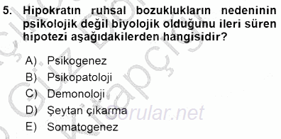 Çocuk Ruh Sağlığı 2015 - 2016 Ara Sınavı 5.Soru