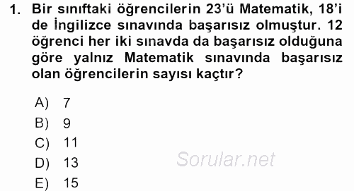 Genel Matematik 2015 - 2016 Dönem Sonu Sınavı 1.Soru