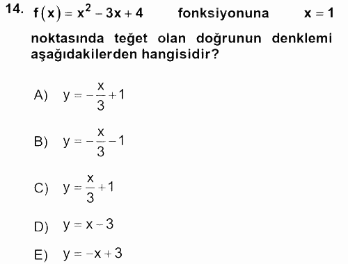 Genel Matematik 2015 - 2016 Dönem Sonu Sınavı 14.Soru