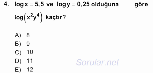 Genel Matematik 2015 - 2016 Dönem Sonu Sınavı 4.Soru