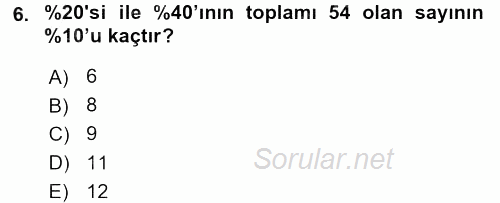 Genel Matematik 2015 - 2016 Dönem Sonu Sınavı 6.Soru