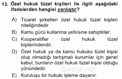 Özel Güvenlik Hukuku 1 2016 - 2017 Ara Sınavı 13.Soru
