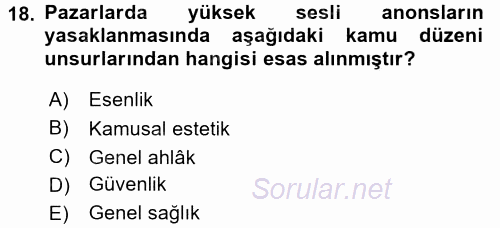 Özel Güvenlik Hukuku 1 2016 - 2017 Ara Sınavı 18.Soru