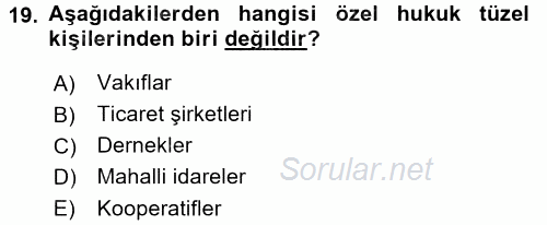 Özel Güvenlik Hukuku 1 2016 - 2017 Ara Sınavı 19.Soru