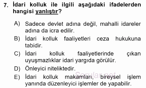 Özel Güvenlik Hukuku 1 2016 - 2017 Ara Sınavı 7.Soru